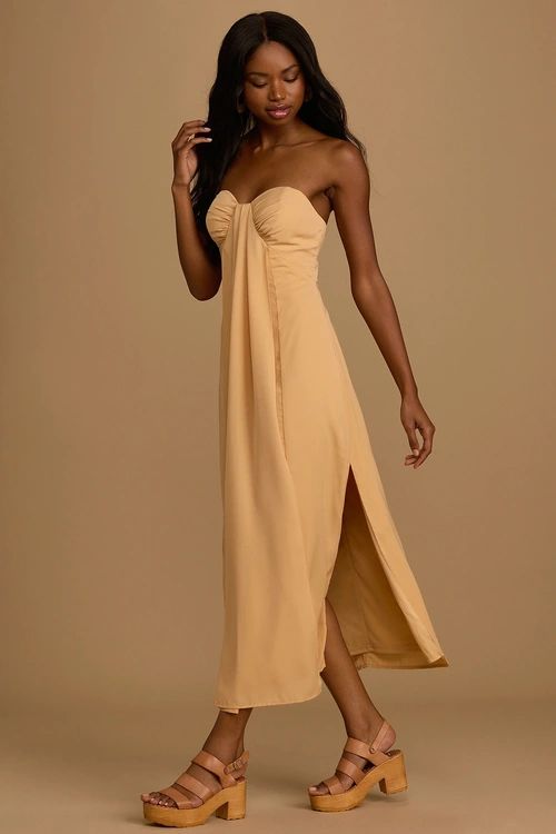 Party in the Garden Peach Strapless Maxi Dress | Lulus (US)