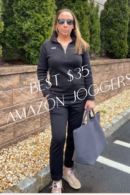 Obsessed with these comfy jogger pants and they are $35 from Amazon. I’m wearing a medium for a little more room. They come in tons of colors  

#LTKfindsunder100 #LTKtravel #LTKfindsunder50