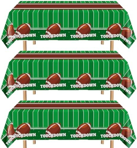 Football Party Decorations,3 Pack Football Tablecloth 54 x 108 Inch,Plastic Table Cloth Rectangle... | Amazon (US)