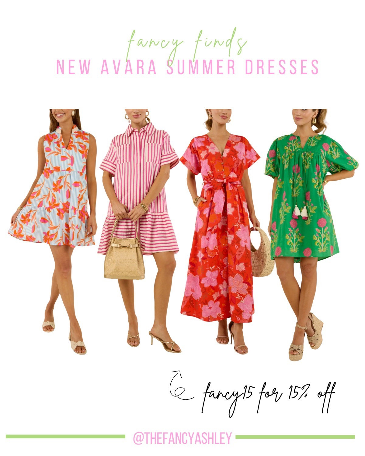 These darling new summer dress finds from Avara are SO good—loving ALL the pinks, greens, stripes, and fab prints! Perfectly cute for summer vacays and fancy little soirées—just add heels or sandals and a cute bag. Grab 15% off with my code FANCY15.

#LTKSeasonal #LTKStyleTip #LTKSummerEdit