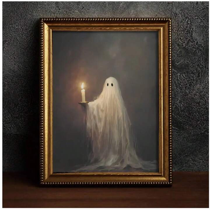 1pc Vertical Art Deco Style Square Ghost Candlelight Canvas Poster, Unframed Spooky Halloween Night Wall Art, Home Living Room Balcony Party Decor (No Frame) Gifts Birthday Graduation ,Halloween Decor Home Decor Fall Decor Room Decor | SHEIN