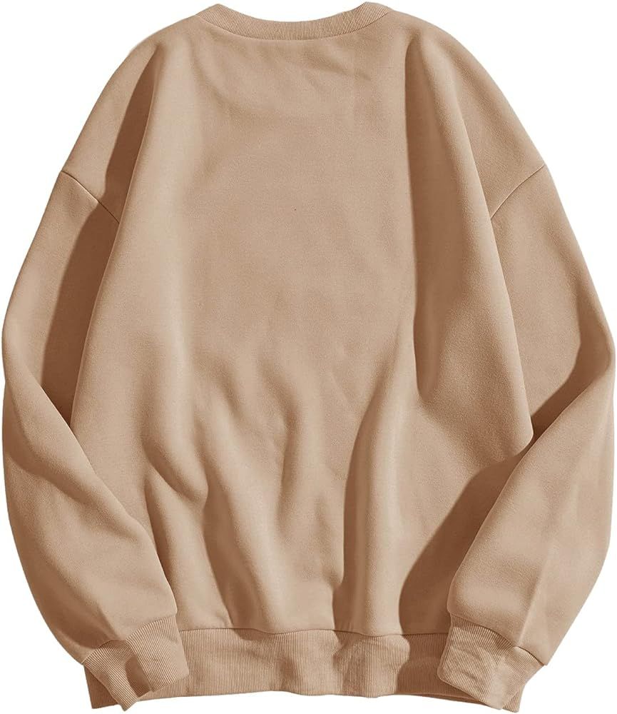Verdusa Women's Long Sleeve Top Round Neck Drop Shoulder Pullover Sweatshirt | Amazon (US)