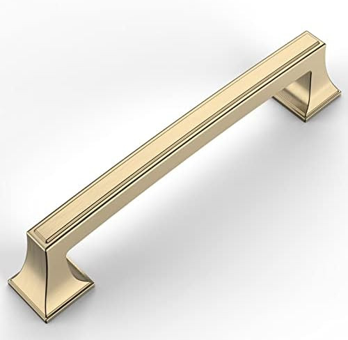 Amerdeco 10 Pack Brushed Brass Cabinet Pulls 5 Inch(128mm) Hole Center Modern Hardware Kitchen Ca... | Amazon (US)