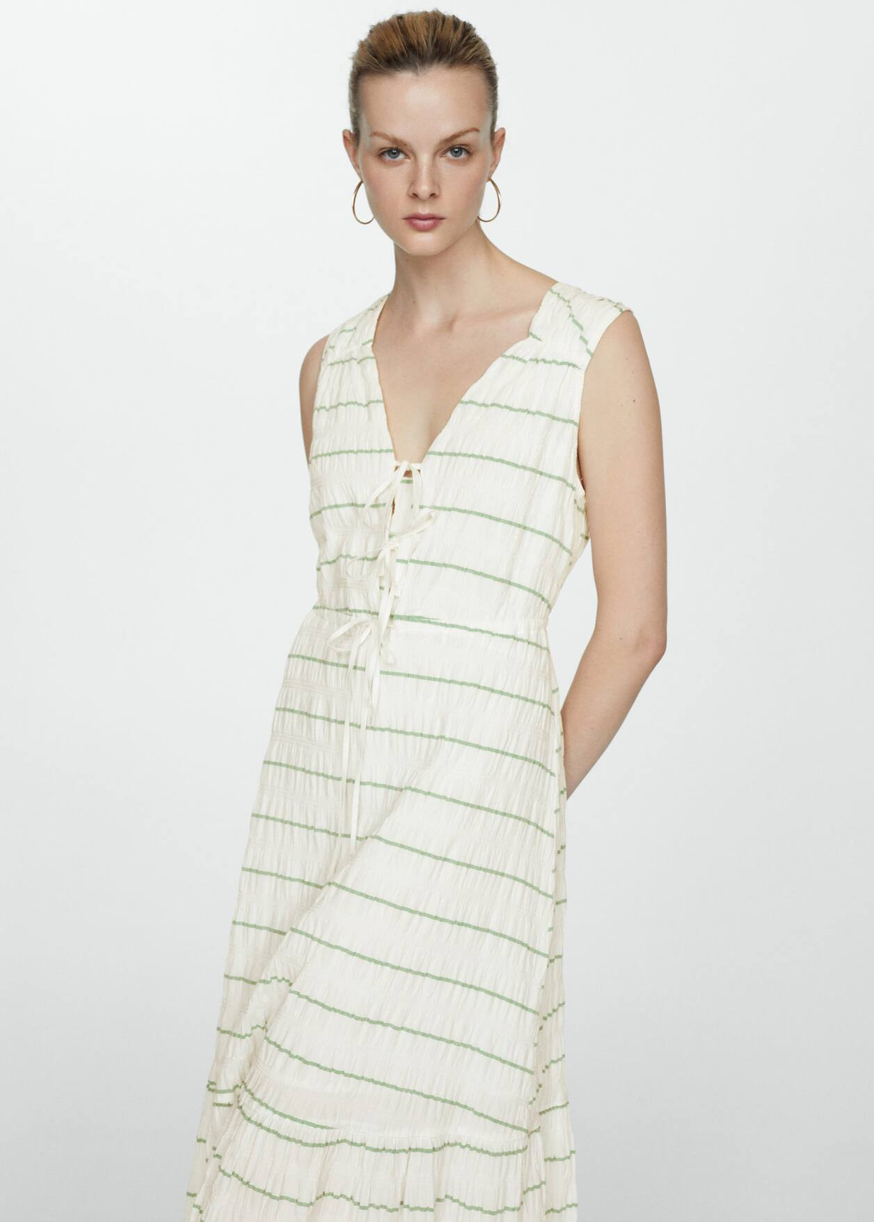 Bow striped dress -  Women | Mango USA | MANGO (US)