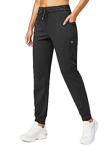 G Gradual Women's Joggers Pants with Zipper Pockets Stretch Tapered Athletic Joggers for Women Lounge, Jogging, Workout (Black, X-Small) | Amazon (US)