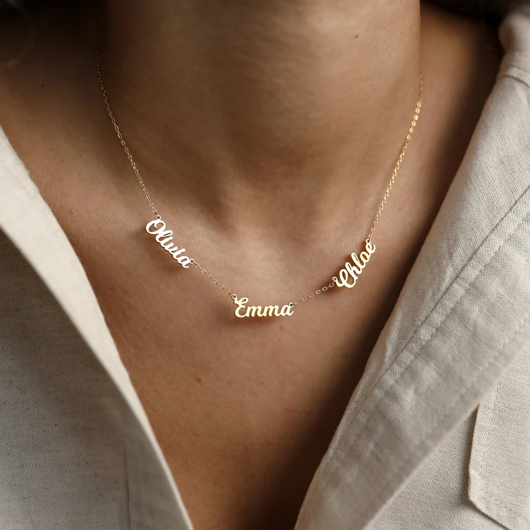 Perfect Gift for Mom Family Name Necklace in Gold, Silver, Rose Children Names Necklace Mothers N... | Etsy (US)