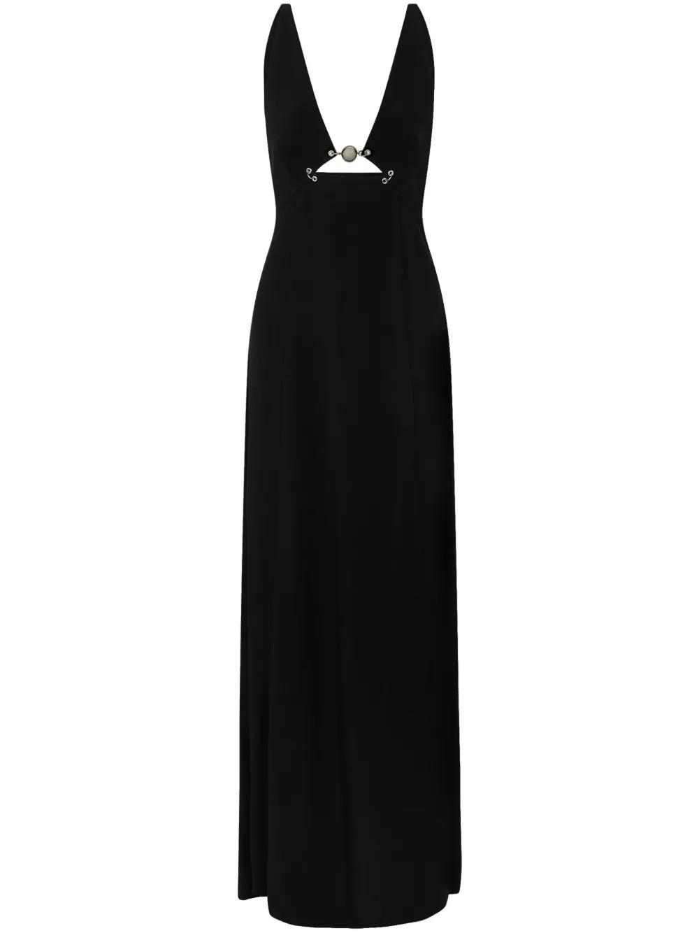 Rabanne V-neck Maxi Dress | Black | FARFETCH | Farfetch Global