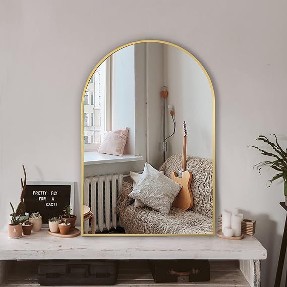 Arched Wall Mirror for Bathroom,Mirrors for Wall,24''x36'',Vanity Mirror for Bedroom Dresser, Ent... | Amazon (US)