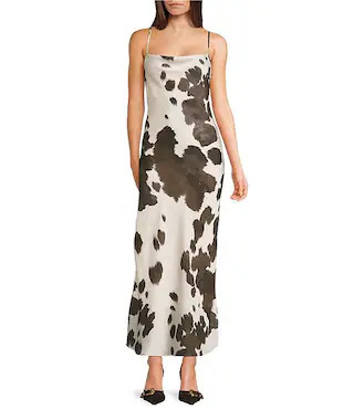 Cow Print Slip Long Maxi Dress | Dillard's