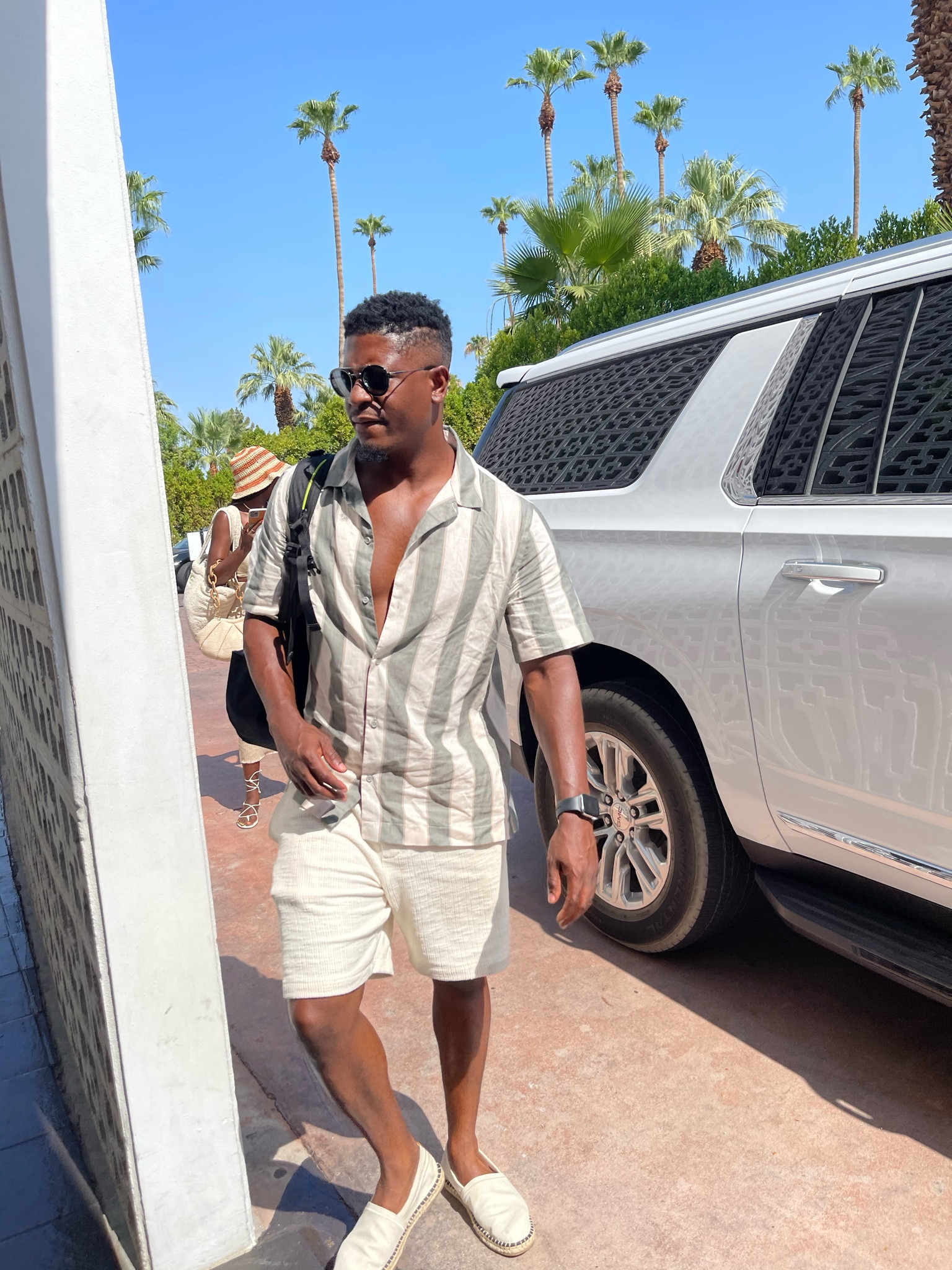 Stripped short sleeve linen, brown linen shorts, white espadrille and Rayban sunglasses 

#LTKmens #LTKstyletip #LTKshoecrush