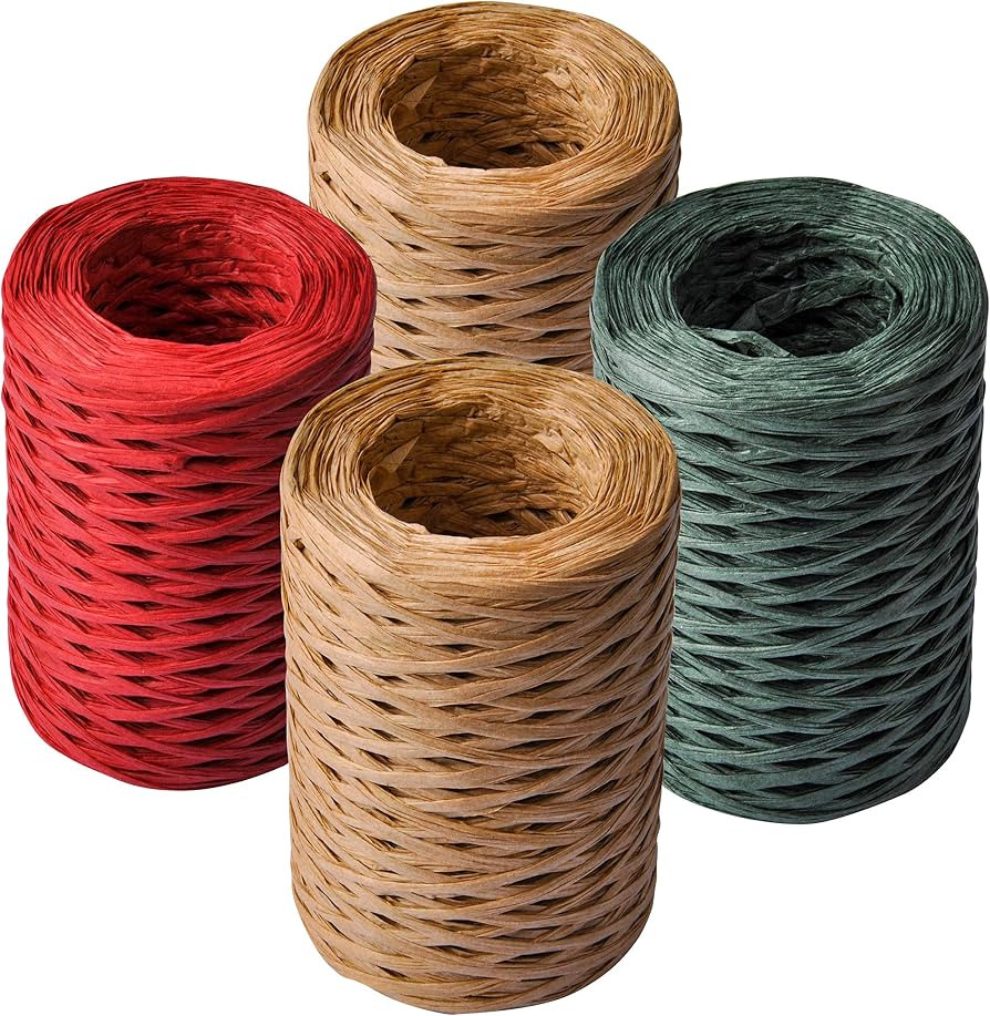 JOYIN 4 Packs Raffia Ribbon for Christmas Wrapping Ribbon, 1320 Feet Christmas Gift Wrapping Raff... | Amazon (US)
