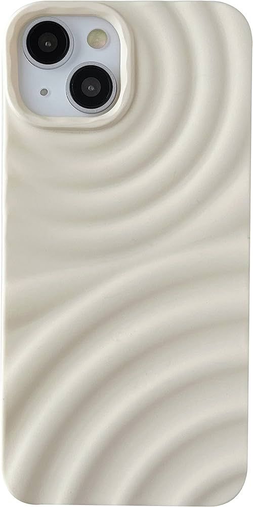 Caseative Water Ripple Wave Pattern Soft Compatible with iPhone Case (White,iPhone 15 Pro) | Amazon (US)