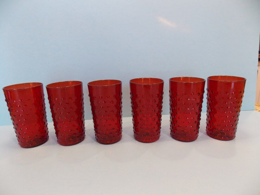 Vintage Ruby Red Hobnail glasses by Anchor Hocking | Etsy (US)