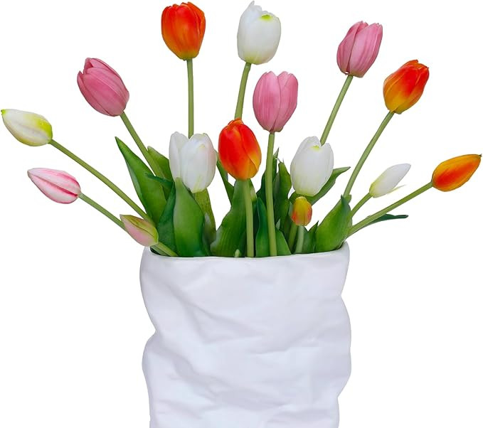 15 Pcs Artificial Flowers Tulips Real Touch Latex Plastic Soft Faux Bouquets for Party, Wedding, ... | Amazon (US)