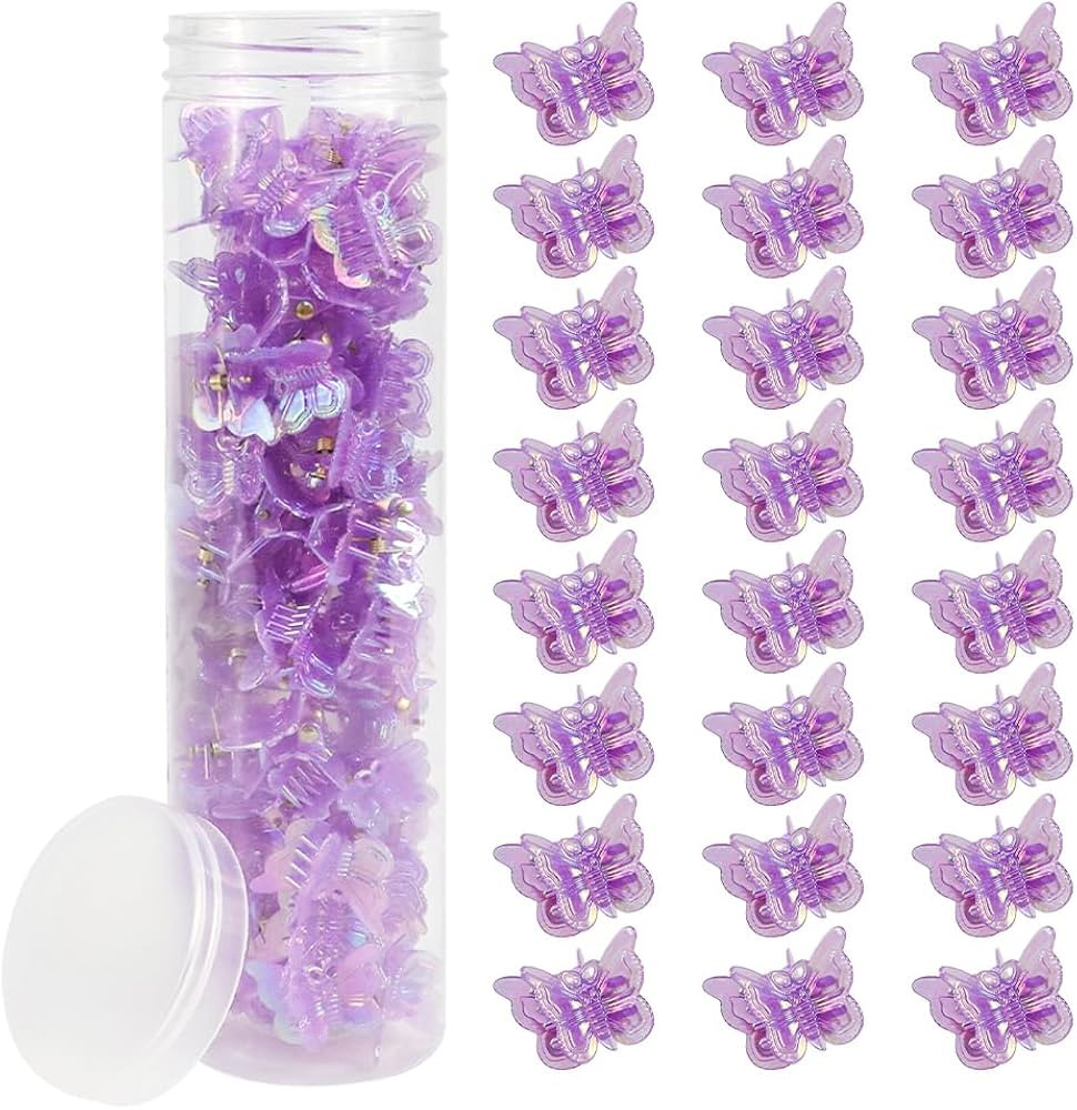Ahoney 60PCS Mini Butterfly Hair Clips for Hair with Box Glitter 90s Y2k Purple Hair Accessories ... | Amazon (US)
