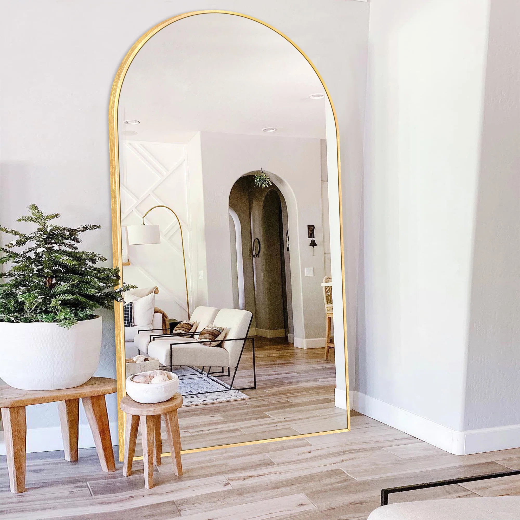 Malesha Large Modern Full Length Arched Aluminum Alloy Framed Floor Mirror | Wayfair North America