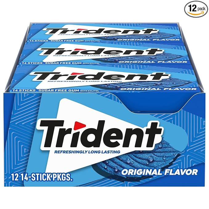 Trident Original Sugar Free Gum, 12 Packs of 14 Pieces (168 Total Pieces) | Amazon (US)