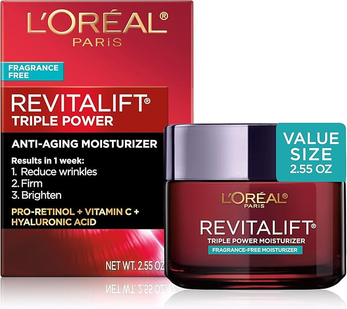 L'Oreal Paris Revitalift Triple Power Anti-Aging Face Moisturizer, Fragrance Free, Pro Retinol, H... | Amazon (US)