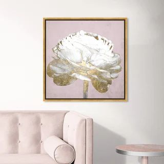 Oliver Gal Floral and Botanical Wall Art Framed Canvas Prints 'Blush Gold Luxe Flower' Florals - ... | Bed Bath & Beyond