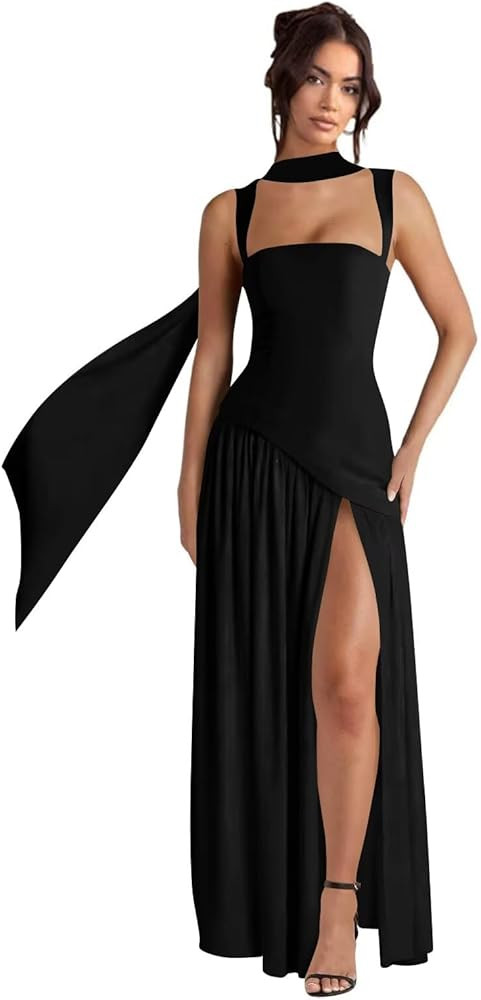 Spaghetti Straps Bridesmaid Dresses Long with Scarf A-Line Square Neck Corset Evening Formal Dres... | Amazon (US)