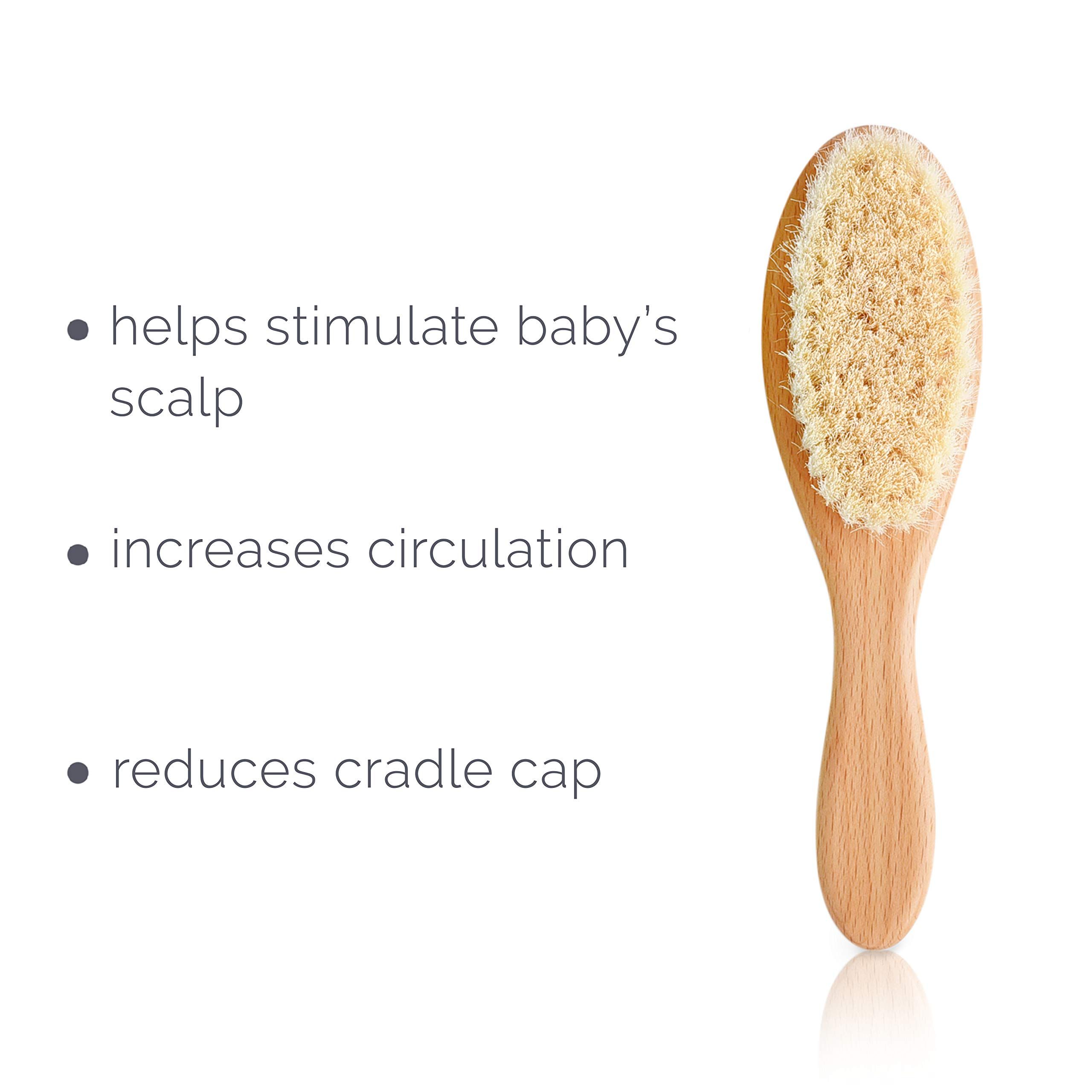 Natemia Quality Wooden Baby Hair Brush for Newborns & Toddlers | Natural Soft Goat Bristles | Ideal  | Amazon (US)