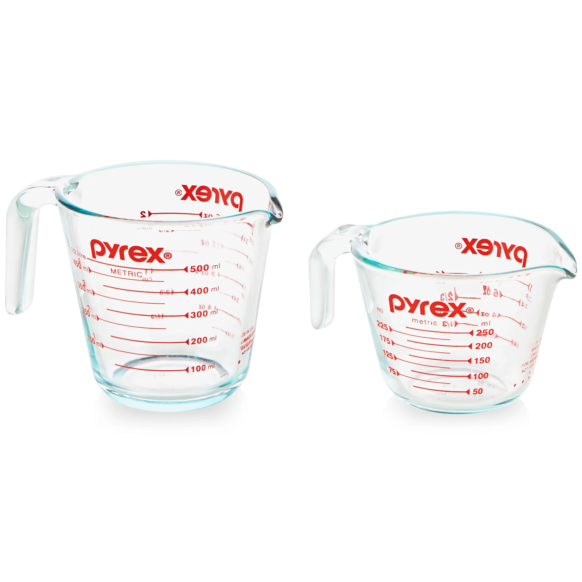 Pyrex 2 Piece Glass Measuring Cup Set, Includes 1-Cup, and 2-Cup Tempered Glass Liquid Measuring ... | Walmart (US)