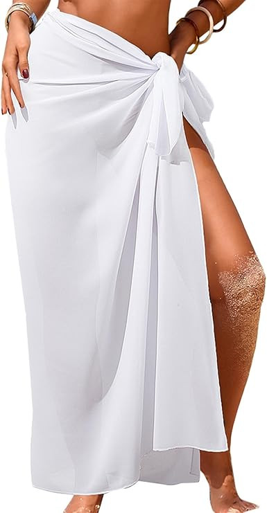 Herseas Women Sheer Sarong High Slit One Size Swimsuit Coverups 2026 Summer Floral Print Chiffon ... | Amazon (US)
