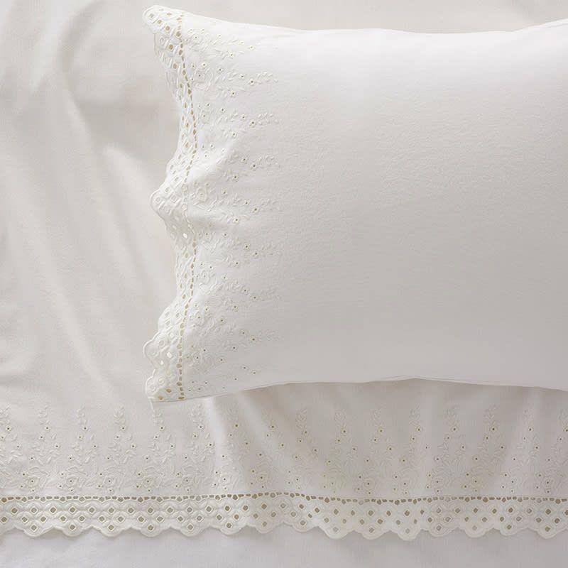 Lace Classic Ultra-Cozy Cotton Flannel Flat Bed Sheet - Cream, Queen | The Company Store