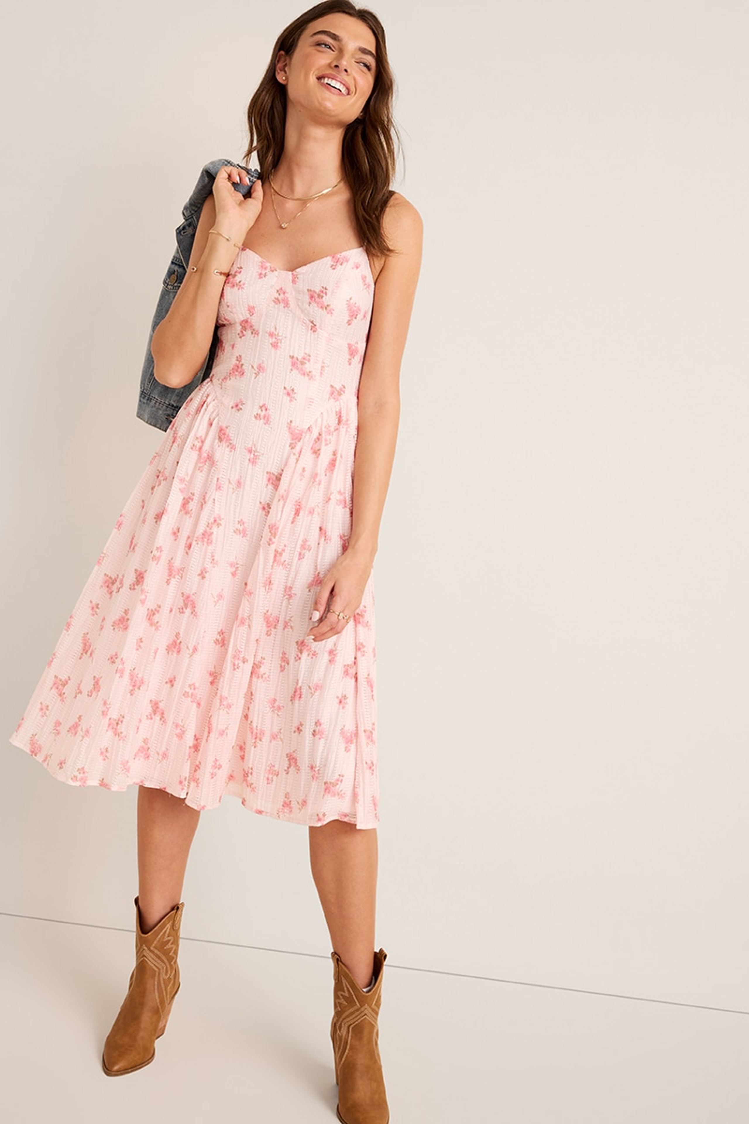 Barbara Textured Floral Midi Dress | Francesca's