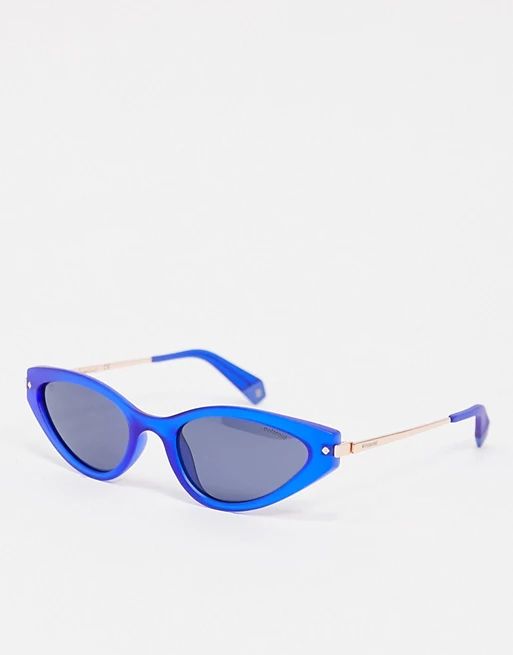 Polaroid X Love Island oval sunglases in gold with blue lens | ASOS (Global)