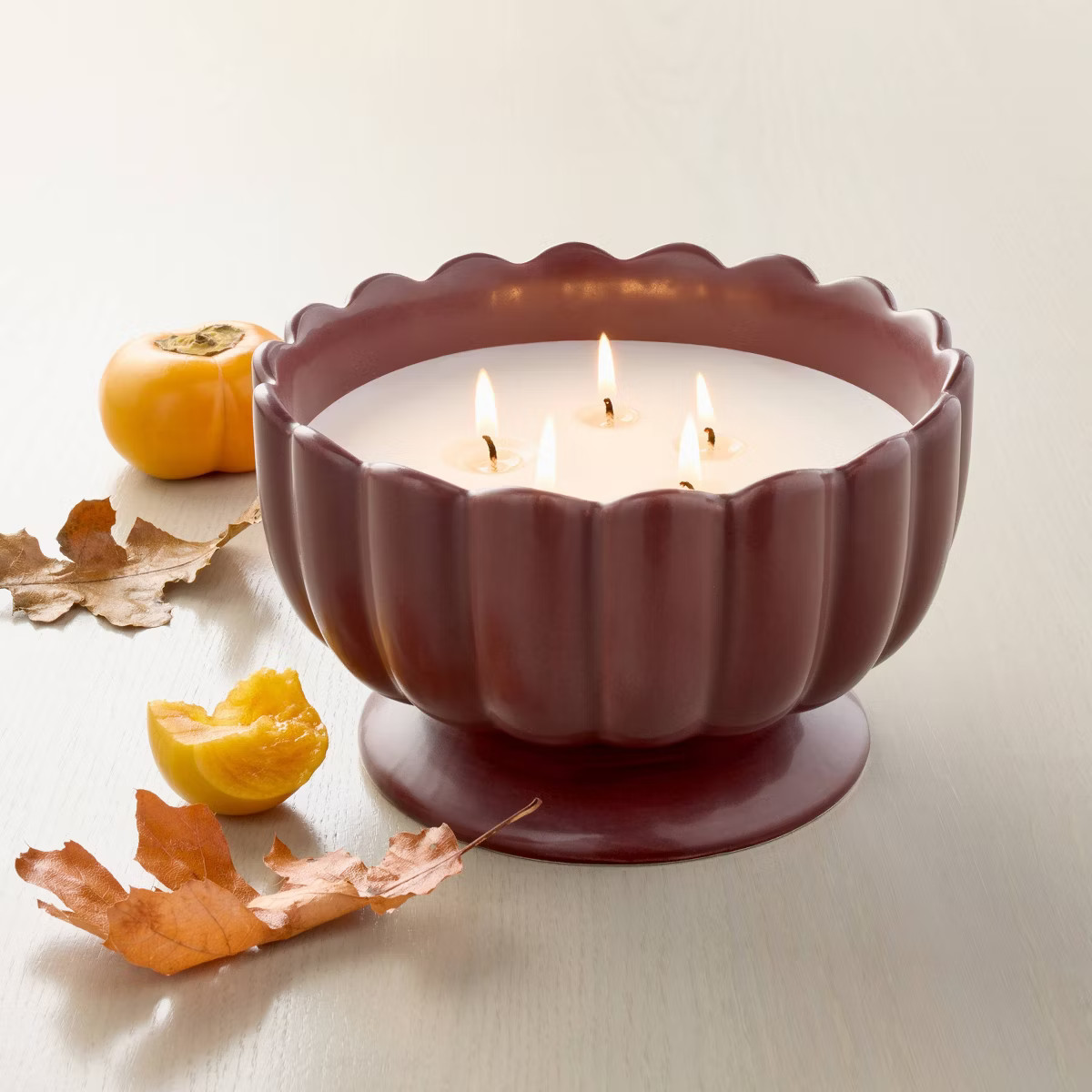 5 Wick Footed Ceramic Scalloped Rim Jar Candle 34oz - Hearth & Hand™ with Magnolia | Target