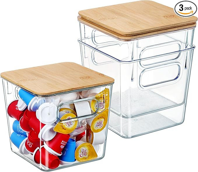Qilinba 3 PACK Coffee Pod Holder K Cup Organizer Large Capacity Clear Storage Container Bins with... | Amazon (US)