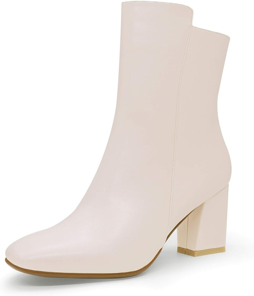 IDIFU Women's Ada Fashion Square Toe Ankle Boots Low Block Heel Short Boots Side Zipper Booties S... | Amazon (US)