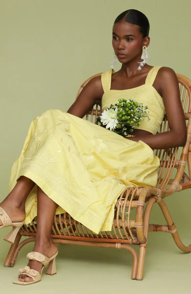 Avec Les Filles Embroidered Cotton Crop Tank | Nordstrom | Nordstrom