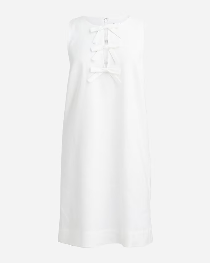 Bow-front shift dress in stretch linen blend | J. Crew US
