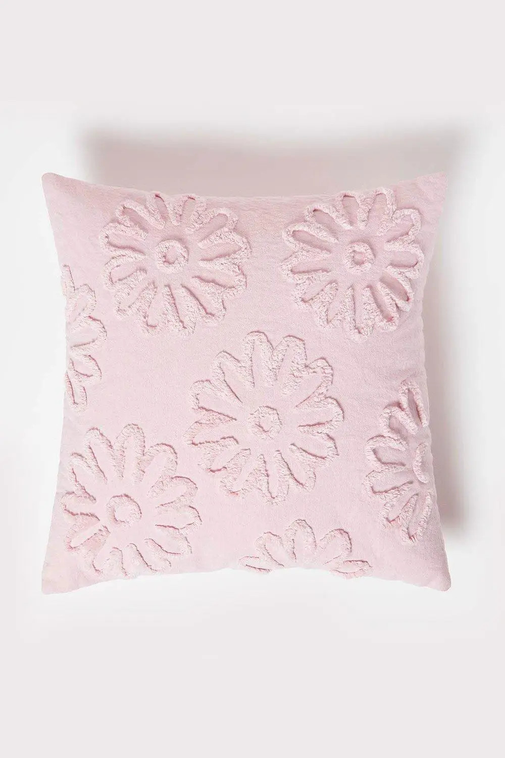 Lilac Homescapes Floral Daisy Tufted Cotton Cushion | Debenhams | Debenhams UK