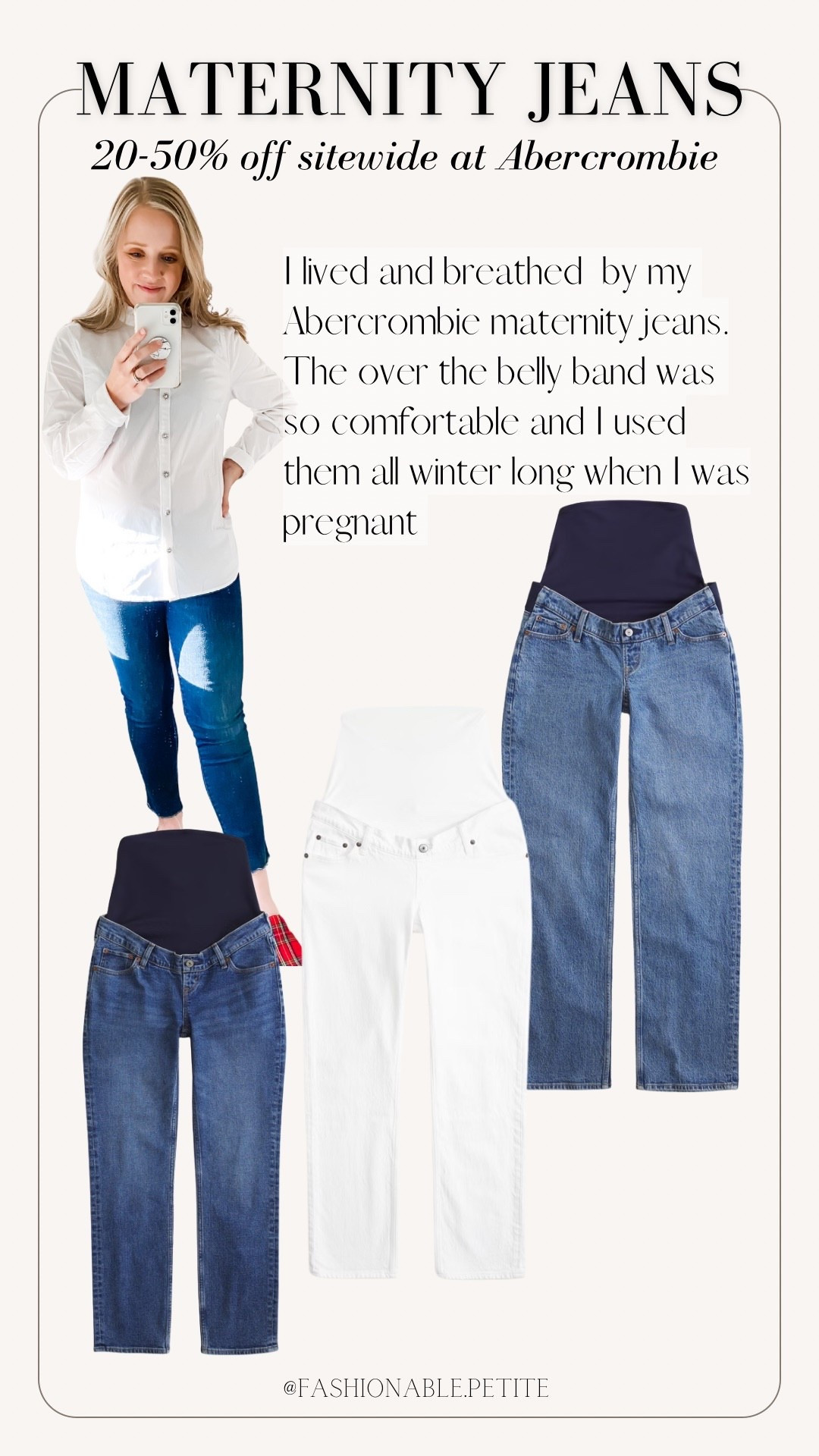 Abercrombie jeans are some of my favorite jeans and their maternity jeans were some of my go tos during pregnancy! I love that they are supportive and come in petite lengths. I wear a 27 (4) short. 

Abercrombie, jeans, maternity jeans, petite jeans, women’s jeans 

#LTKBump #LTKSaleAlert #LTKPetite