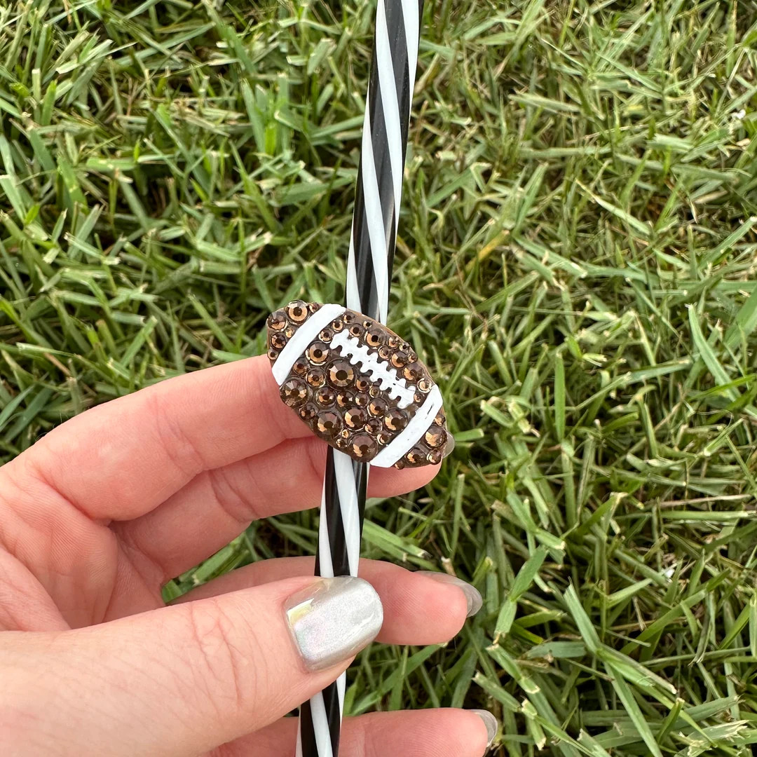 BLING Football Straw Topper Straw Buddy Straw Charm Straw Decoration - Etsy | Etsy (US)
