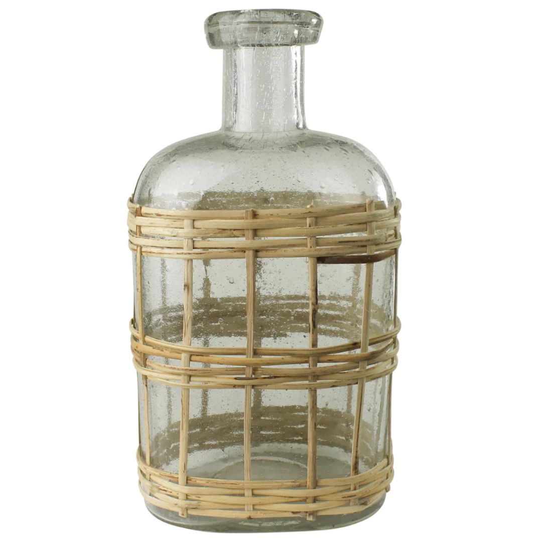 LARGE RATTAN GLASS BOTTLE | Cooper at Home