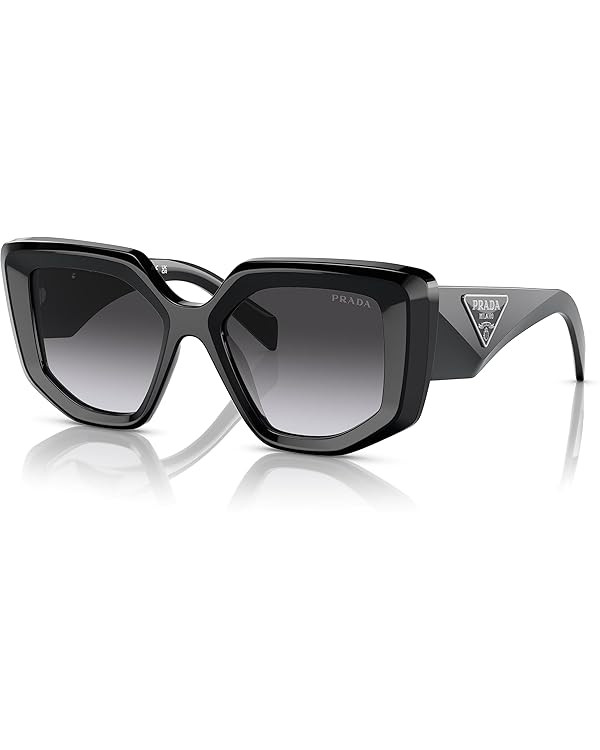 Prada PR 14ZS 1AB09S Black Plastic Fashion Sunglasses Grey Gradient Lens | Amazon (US)