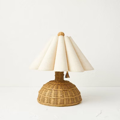 Small Rattan Table Lamp with Scallop Shade Beige (Includes LED Light Bulb) - Opalhouse™ designed with Jungalow™ | Target