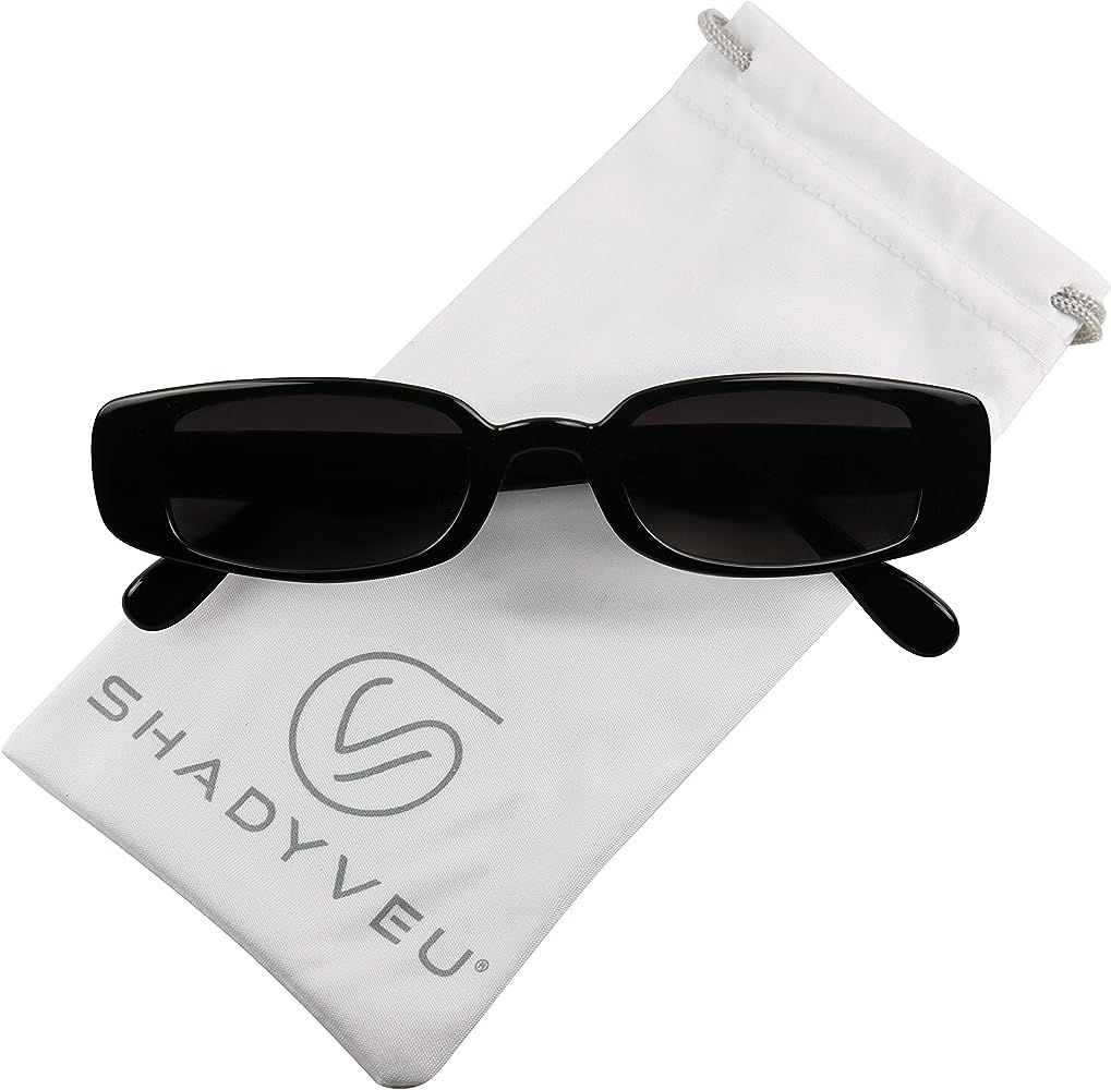 ShadyVEU Slim Classic Rectangular Sunglasses UV Protection 90’s Vintage Small Wide Retro Frame ... | Amazon (US)