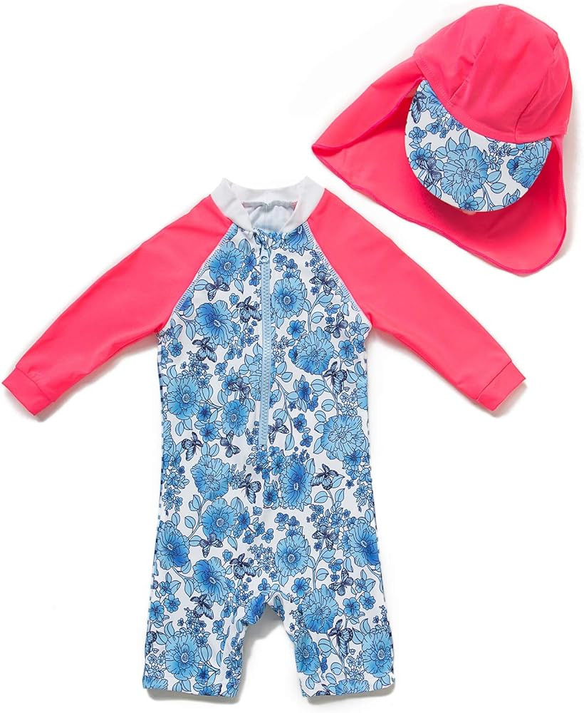 ADAVERANO Baby Girls Sunsuits/Swimsuits UPF 50+ One Piece L/S Rashguards | Amazon (US)