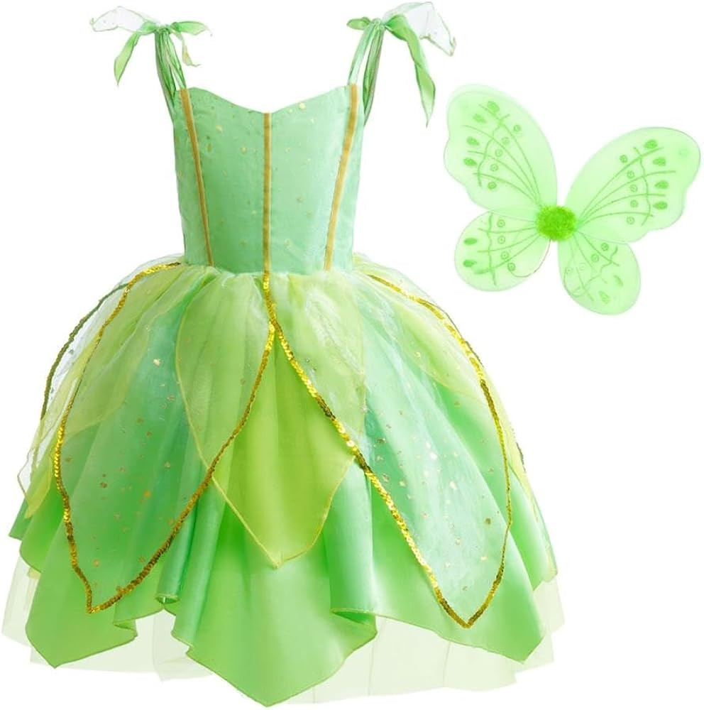 Dressy Daisy Green Fancy Fairy Halloween Costume Birthday Party Dress Up with Butterfly Wings for... | Amazon (US)