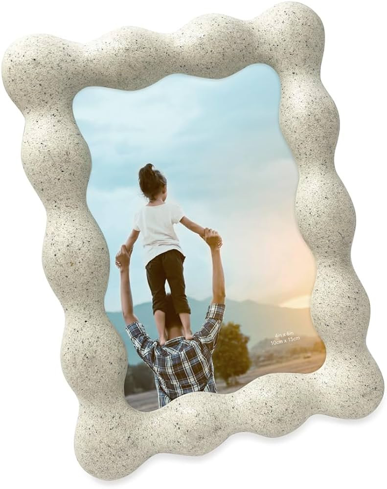 Isaac Jacobs 4x6 Natural Sand Resin Picture Frame, Elegant Undulating Curve Design for Tabletop &... | Amazon (US)