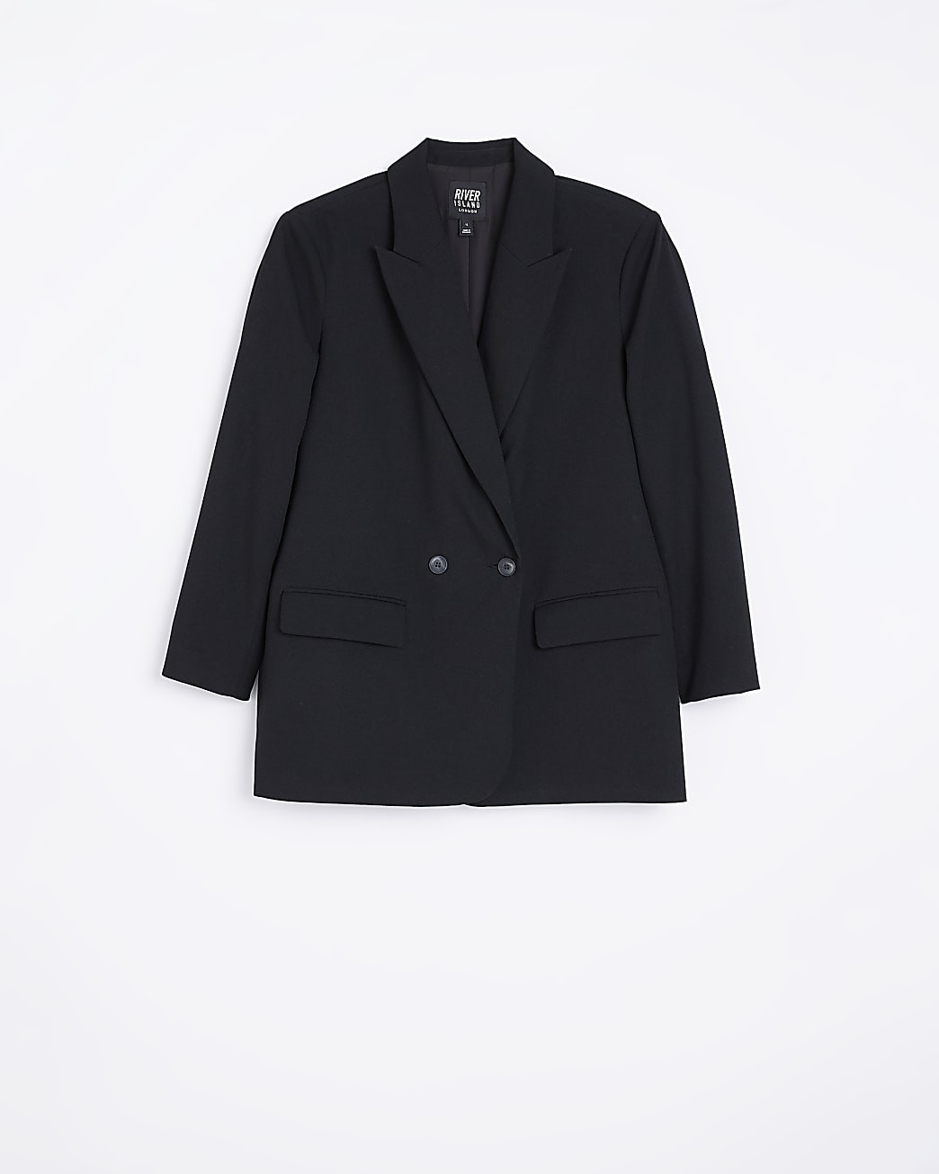Black double breasted relaxed blazer | River Island (UK & IE)