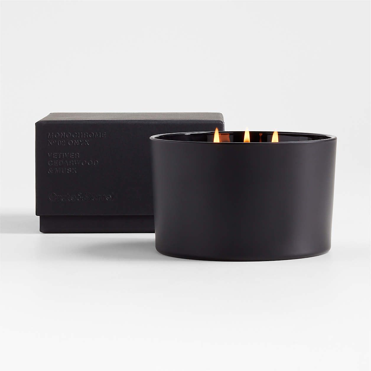 Monochrome No. 6 Blue Dusk 3-Wick Scented Candle - Clove, Frankincense and Rose + Reviews | Crate... | Crate & Barrel