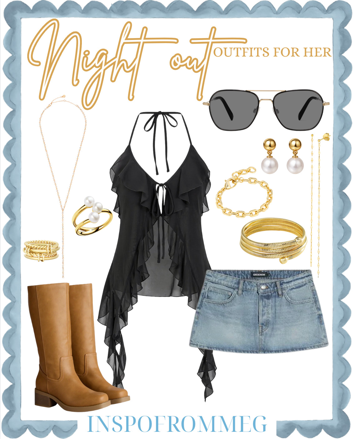 night out outfit, going out outfit, girls night outfit, bar outfit, casual night out, cute outfit inspo, black top outfit, sheer top outfit, denim mini skirt, mini skirt outfit, fall going out outfit, summer night outfit, trendy outfits, college outfits, SEC style, University of Alabama outfits, bama style, gameday weekend outfit, boots outfit, brown boots outfit, gold jewelry stack, statement jewelry, layered jewelry, sunglasses outfit, chic outfit inspo, effortless style, cool girl outfit, minimal chic outfit, neutral outfit inspo, everyday style, casual chic, college style, sorority girl outfits, sorority style, going out looks, revolve style, windsor outfits 
#windsorambassador
 

#LTKgrwm #LTKootd #LTKFestival