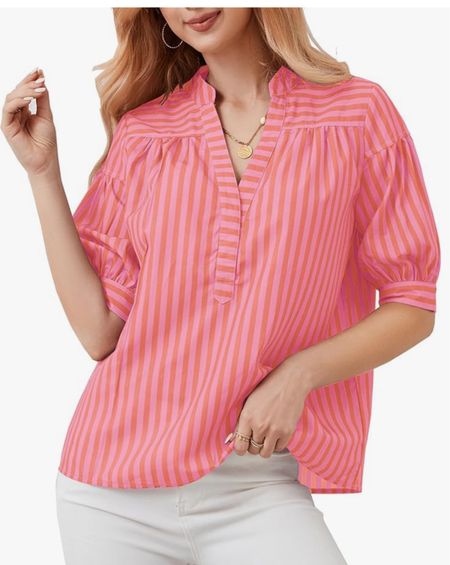 Striped blouse, classic top, preppy top, Amazon prime tops 

#LTKFindsUnder100 #LTKOver40 #LTKFindsUnder50