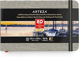 Arteza Watercolor Sketchbooks, 3.5 x 5.5 Inches, 80-Page Journals with 110lb Cold Press Watercolo... | Amazon (US)